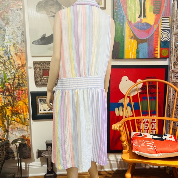 VINTAGE Charm Club Boho Midi Sleeveless Buttons Down Shirt Dress Size Large - Picture 11 of 16